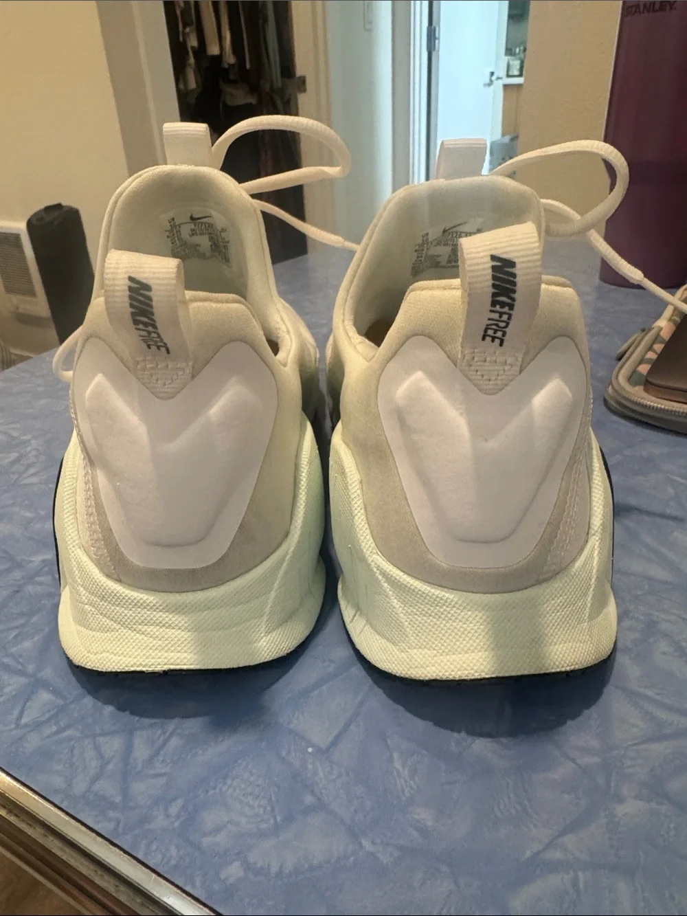 Nike Kids White Sneakers with Lime Swoosh